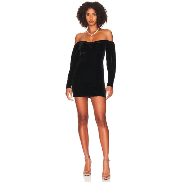 Lovers + Friends - Nina Mini Dress | Off The Shoulder | Black | Size XS | NWT - Picture 1 of 9